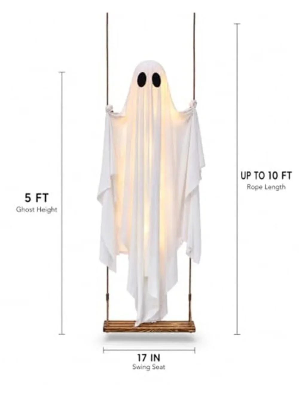 Halloween Decorations Outdoor - 5 FT Large Hanging Swing Ghost Halloween Decor